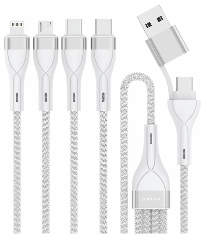 4Smarts USB-Kabel USB-A Stecker, USB-C®, USB-Micro-B Stecker, Apple Lightning Stecker 1.2 m Weiß 541024-1