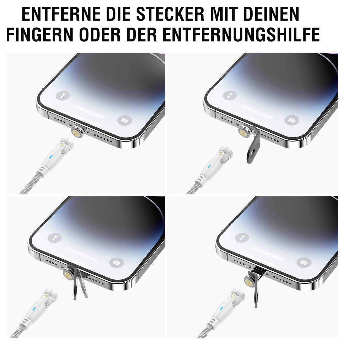 4Smarts USB-Ladekabel USB-C®, USB-A Stecker 1.8 m Weiß 541236-4