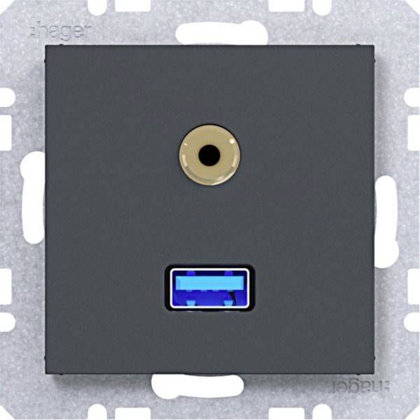 Hager Audio-Steckdose Anthrazit (matt) WAF4381AT 1 St.