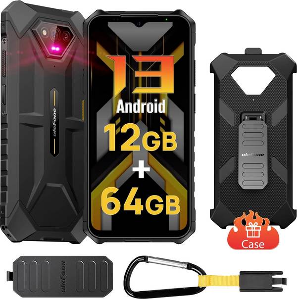 UleFone Armor X13   64 GB Schwarz, Orange EEK A (A - G) 15.7 cm (6.2 Zoll) Outdoor Smartphone