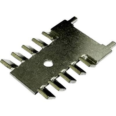 Nahaufnahme einer kleinen schwarzen oberflächenmontierten elektronischen Komponente mit Metallstiften auf beiden Seiten, dargestellt auf weißem Hintergrund.