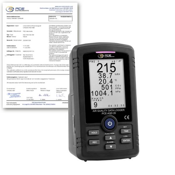 Feinstaub-Messgerät PCE Instruments PCE-AQD 20-ICA CO2, Feinstaub, Luftdruck, Luftfeuchtigkeit, Luftpartikel mit Datenloggerfunktion, mit Temperaturmessfunktion