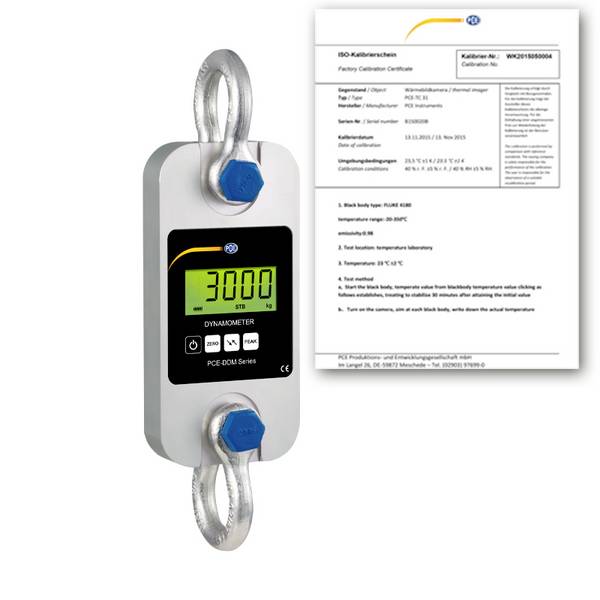 PCE Instruments PCE-DDM 3WI-ICA Kranwaage PCE-DDM 3WI-ICA kalibriert (ISO) Wägebereich (max.) 3000 kg Ablesbarkeit 1000 g