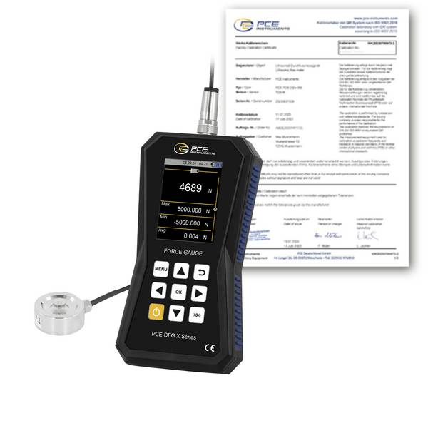PCE Instruments PCE-DFG 5K XF-ICA Kraftmessgerät 0 - 5000 N ISO
