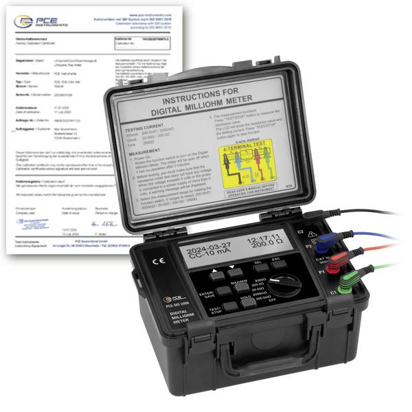 PCE Instruments PCE-MO 2006-ICA Ohmmeter kalibriert (ISO) 2000 Ω