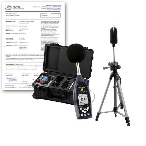 PCE Instruments PCE-428-EKIT-ICA Schallpegelmesser inkl. ISO-Zertifikat 25 - 136 db(A) 20 HZ - 12,5 kHz