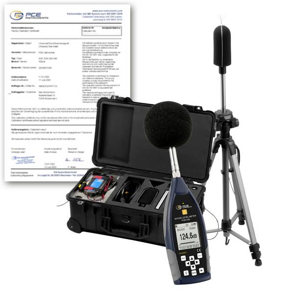 PCE Instruments PCE-430-EKIT-ICA Schallpegelmesser inkl. ISO-Zertifikat 22-136 db(A) 3 Hz-20 kHz Genauigkeit Klasse 1