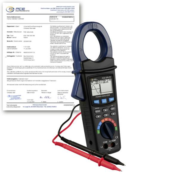 PCE Instruments Leistungsmesszange PCE-GPA 50-ICA inkl. ISO-Zertifikat max. 2000 A|TRMS|Oberwellenanalyse|1 & 3 Phasen