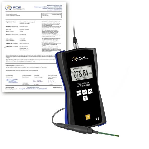 PCE Instruments Magnetfeldmesser PCE-MFM 2400-ICA inkl. ISO-Zertifikat |200 mT |Genauigkeit 1 % |transversaler Sensor