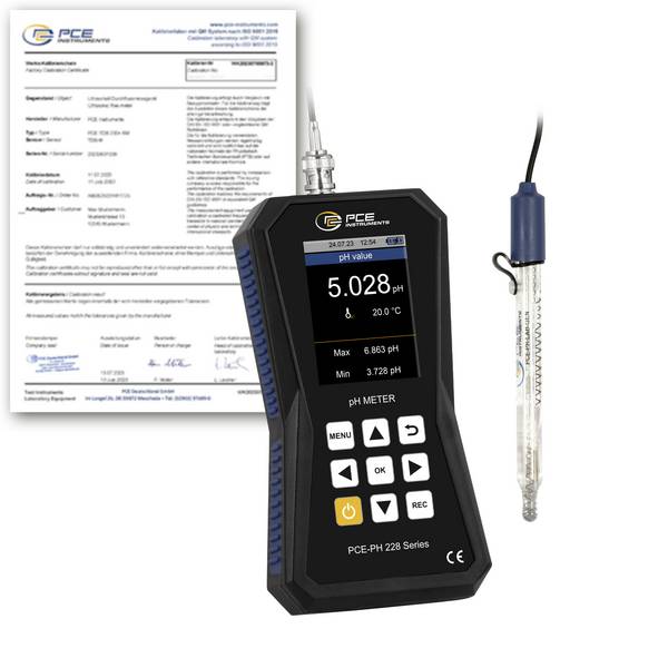 PCE Instruments Hochpräzises pH-Messgerät PCE-PH 228LAB-GEN-ICA |ISO-Zertifikat |Chemie |Pharmazie|Lebensmittelindustrie
