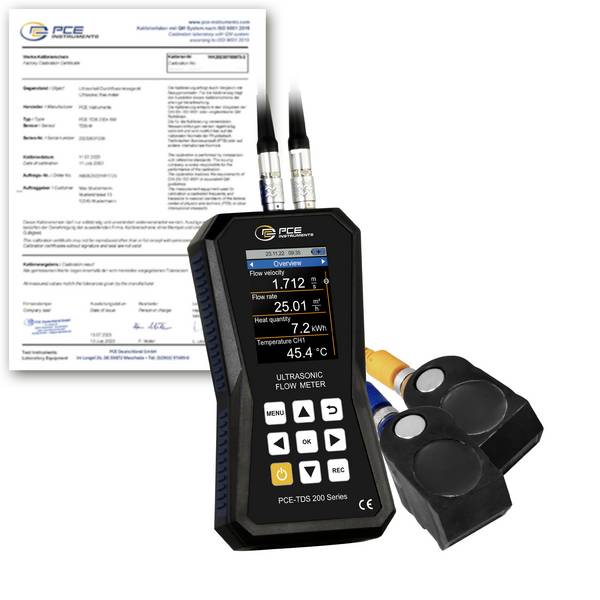 PCE Instruments Ultraschall-Durchflussmessgerät PCE-TDS 200 M-ICA inkl. ISO-Zertifikat |Durchflusssensoren |Datenlogger