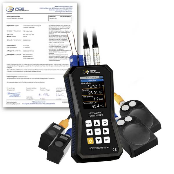 PCE Instruments Ultraschall-Durchflussmessgerät PCE-TDS 200+ SL-ICA inkl. ISO-Zertifikat |Sensoren |Wärmemengenmessung