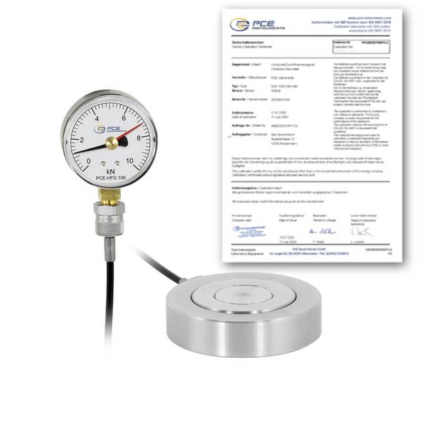 PCE Instruments Hydraulischer Kraftaufnehmer PCE-HFG 10K-E100-ICA inkl. ISO-Zertifikat |0-10000 N |Stahl |Schleppzeiger