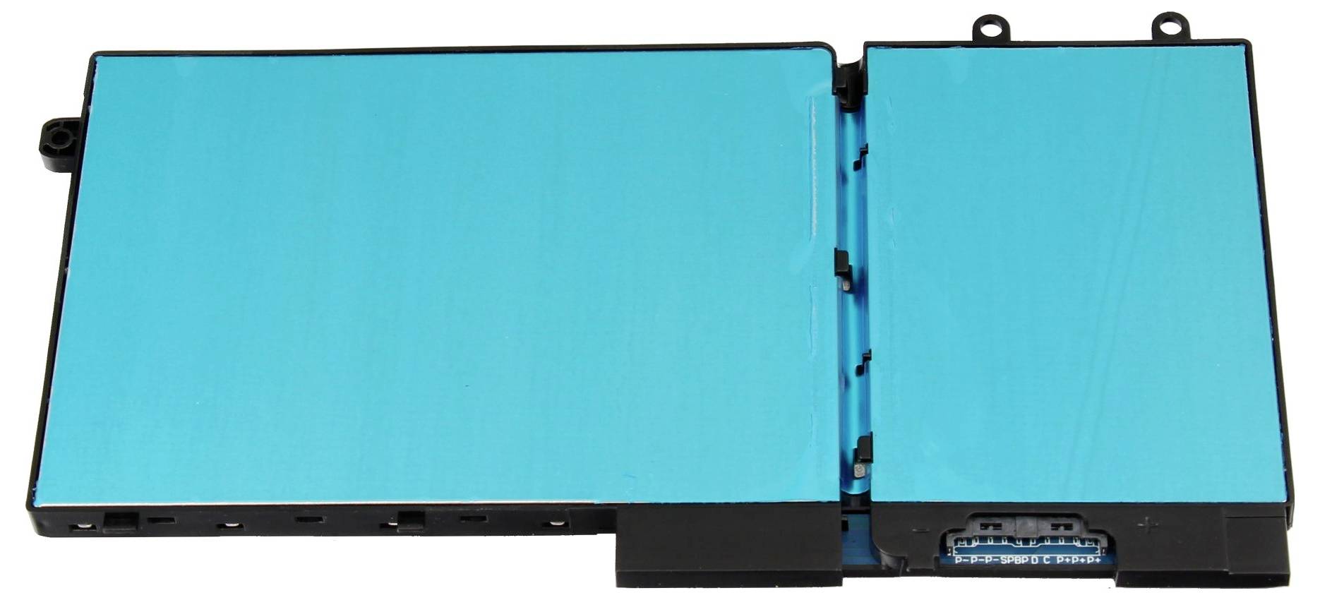 Nahaufnahme eines blauen internen elektronischen Moduls oder Antriebsgeräts mit zwei beweglichen Klappvorrichtungen auf weißem Hintergrund.
