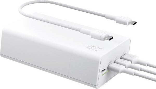 Green Cell GC-PBGC30W Powerbank 30000 mAh Quick Charge, USB PD LiPo USB-C® Weiß gleichzeitiges Laden und Entladen, Statusanzeige