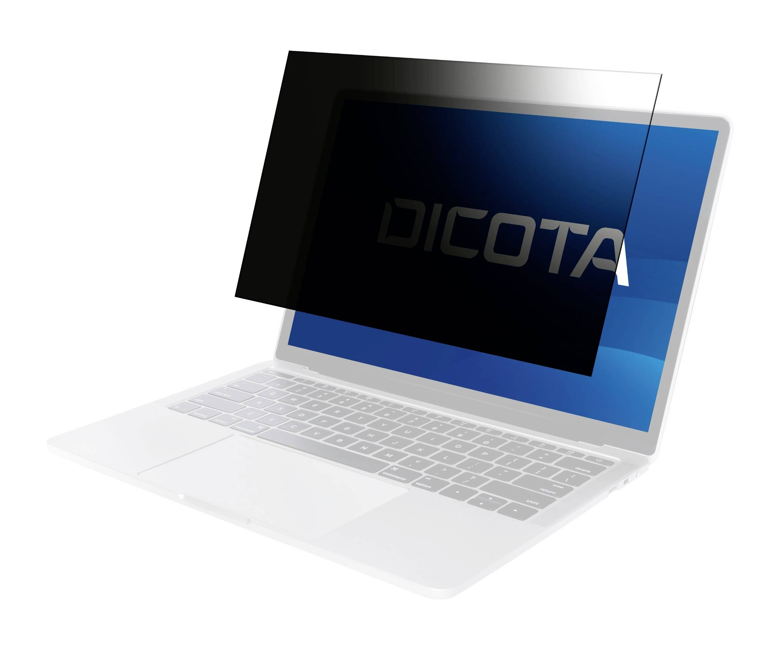 Laptop mit einer dunklen Sicherheits-Panel-Überlagerung, die darauf hindeutet, dass der Bildschirm gesperrt, geschützt oder im Datenschutzmodus ist.