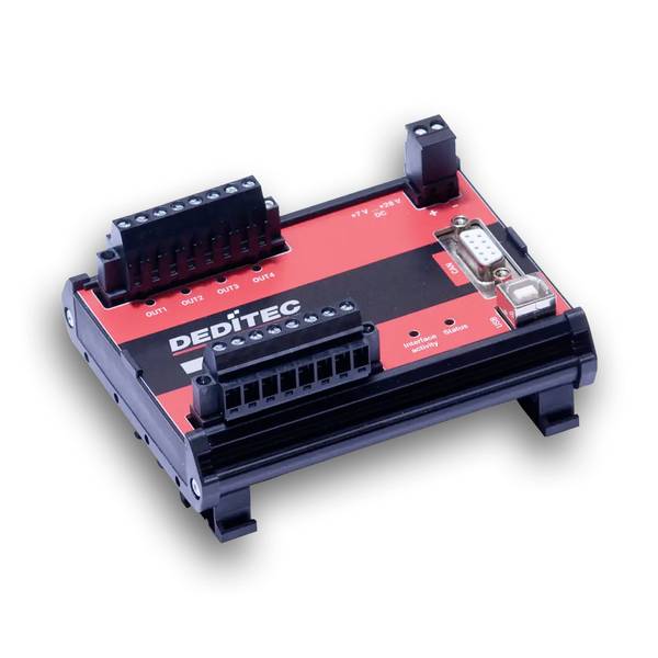 Deditec CAN-O4-R4 CAN-O4-R4 I/O-Modul CAN, Micro-USB Anzahl digitale Ausgänge: 4 Anzahl digitale Eingänge: 4 Anzahl Relais-Ausgänge: 4