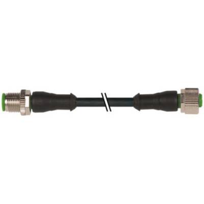 Schwarzer Kabeladapter mit Metallverbindern an beiden Enden und schwarzen Gummimanschetten, horizontal vor weißem Hintergrund dargestellt.