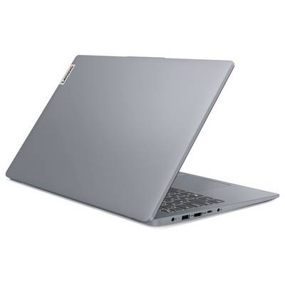 Zugeklappter silberner Lenovo-Laptop im Winkel fotografiert mit geschlossenem Bildschirm.
