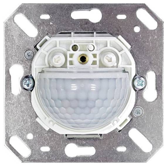 Deckenmeldesensor mit matter Kuppel auf metallischer Halterung und Anschlussdose montiert.