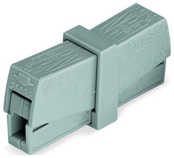 WAGO 224-201 Leuchtenklemme flexibel: - starr: 0.5-2.5 mm² 50 St. Grau