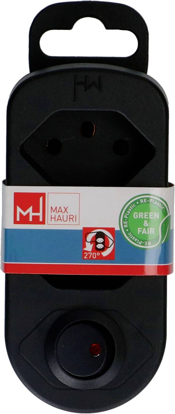 Max Hauri 177211 Abzweigstecker 3polig Schwarz