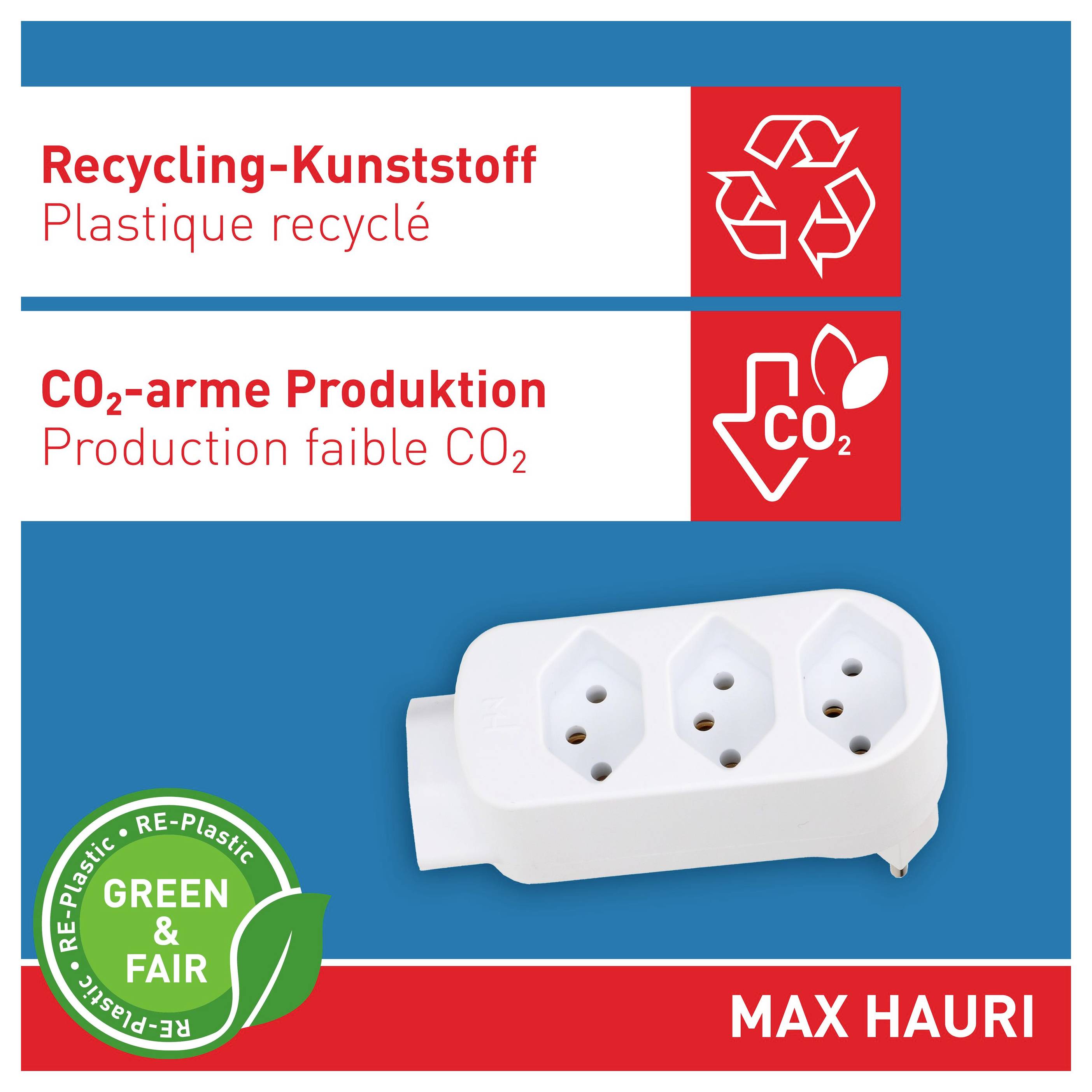 Max Hauri 177216 Abzweigstecker 3polig Weiß-5