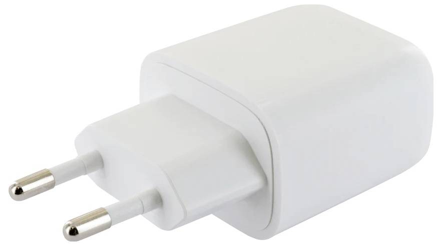 Weiße elektrische Wandladegerät-Adapter mit zwei runden europäischen Steckerstiften