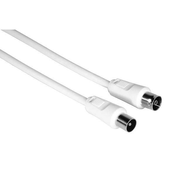 hama 00205029 Antennen-Kabel, Koax-Stecker - Koax-Kupplung, 3 m, 75 dB, Weiß