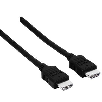 Zwei schwarze HDMI-Kabel mit Stecker auf weißem Hintergrund.