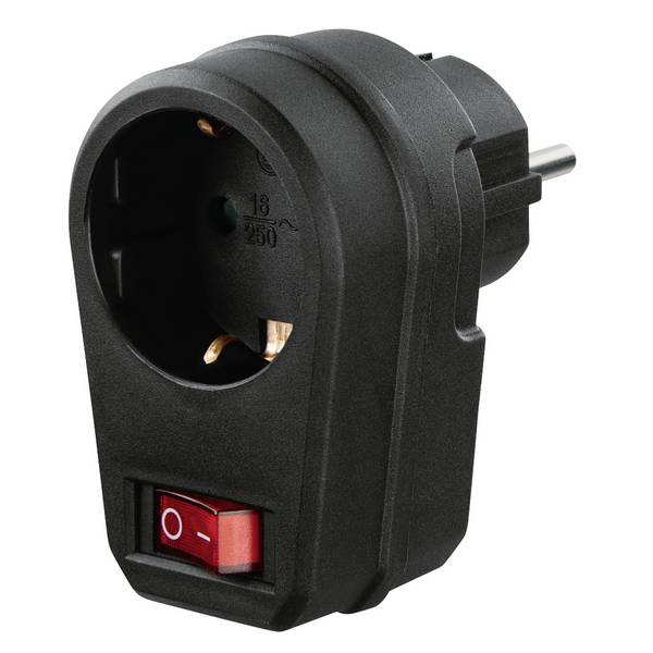 hama 00223214 Steckdosenadapter, Schutzkontakt-Steckdose, Schalter, Schwarz