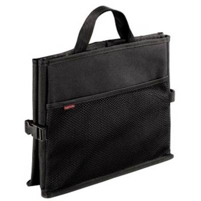 Schwarze Dokumententasche mit Reißverschluss, Griff und vorderer Netztasche, auf weißem Hintergrund abgebildet.