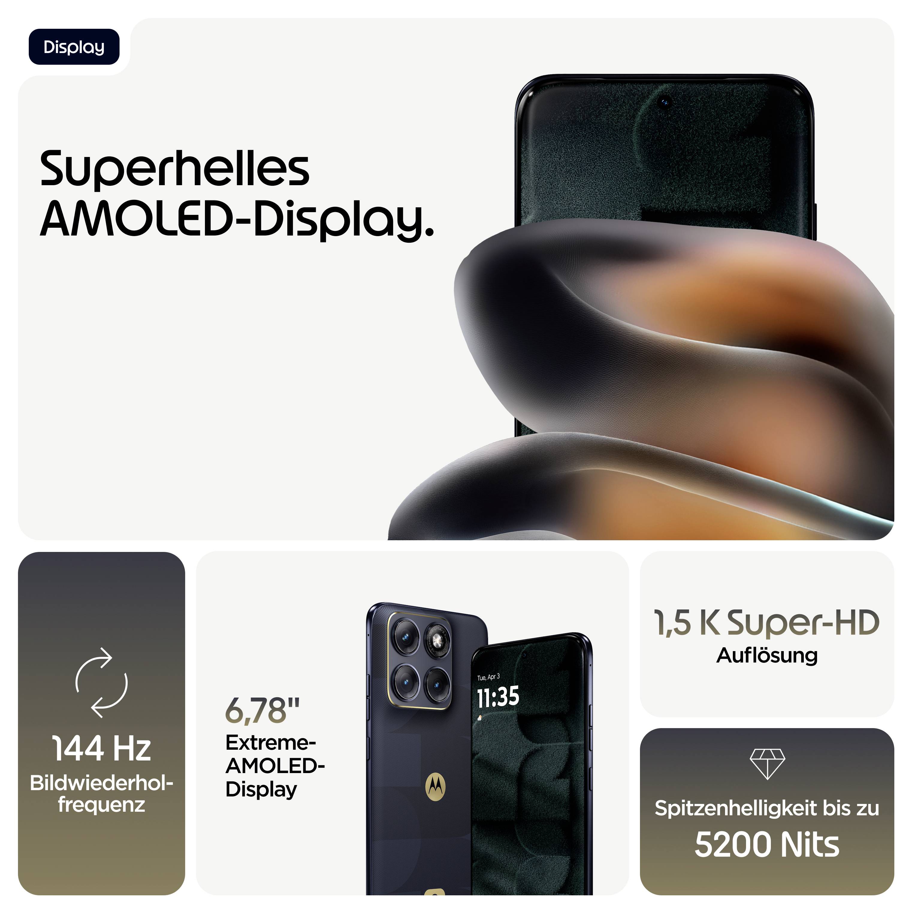 # Smartphone-Marketinggrafik<br><br>## Superhelles AMOLED-Display<br><br>**6,78-Zoll-Display**<br><br>**144 Hz Bildwiederholfrequenz**<br><br>**1,5K Super-HD-Auflösung**<br><br>**Bis zu 5200 Nits Spitzenhelligkeit**