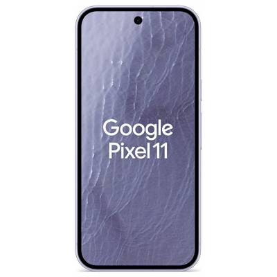 Vorderansicht eines Smartphones, das den Text „Google Pixel 11" auf einem grau strukturierten Hintergrund anzeigt.