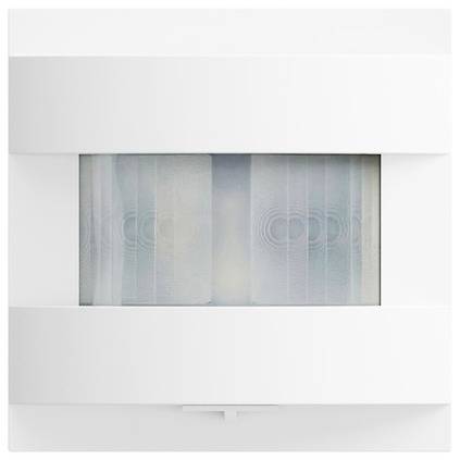 Weiße wandmontierte Vorrichtung mit einem zentralen mattierten Fenster, vermutlich ein Gegensprechanlage- oder Sprecherpanel.