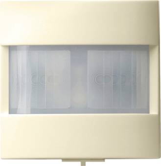 Cremefarbene wandmontierte Leuchte mit mattiertem rechteckigem Diffusor und zentralem strukturiertem Muster.