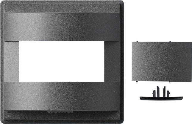 Schwarze wandmontierte Leuchte in Vorder- und Seitenansicht, mit rechteckiger Öffnung und Abdeckplatte für Außen- oder Architekturbeleuchtung.