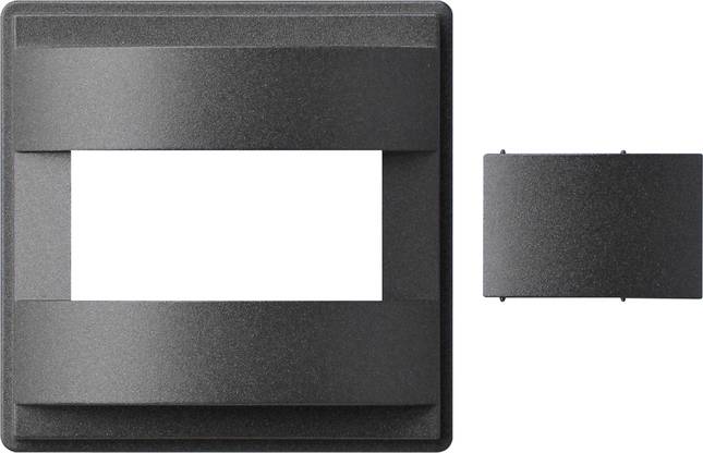 Schwarze rechteckige Wandleuchte mit breitem horizontalem Ausschnitt; Seitenansicht rechts dargestellt.