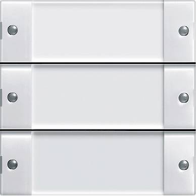 Drei horizontale Schubladen mit gebürsteter Metalloberfläche und runden silbernen Knöpfen, vertikal übereinander gestapelt wie ein Schrank oder Gerätepanel.