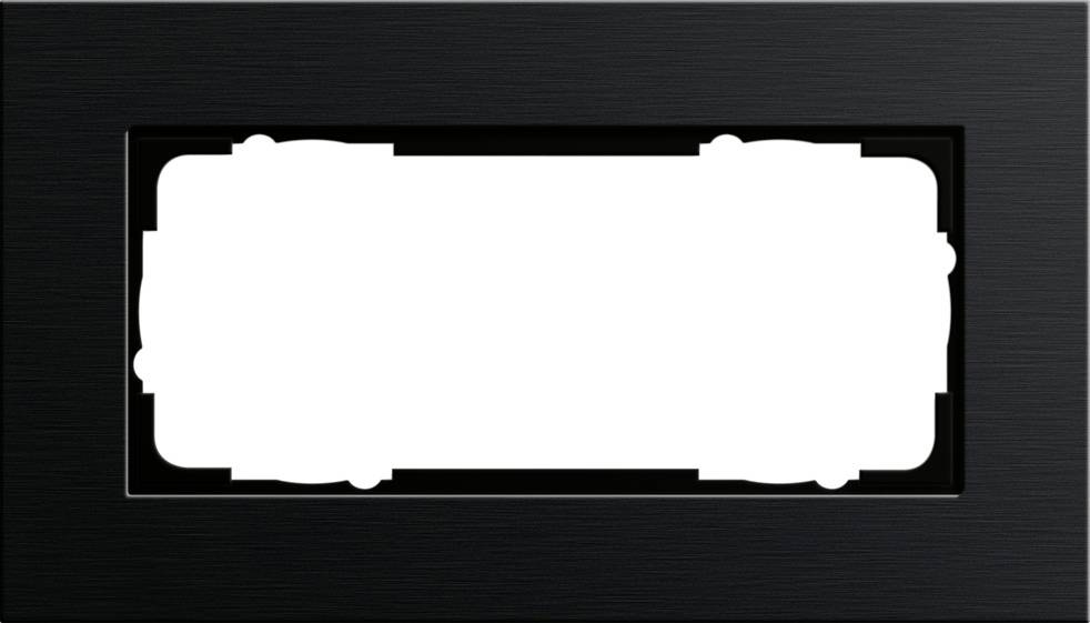 Leeres weißes rechteckiges Schild oder Etikett, zentriert auf einem dunklen gebürsteten Metallhintergrund.