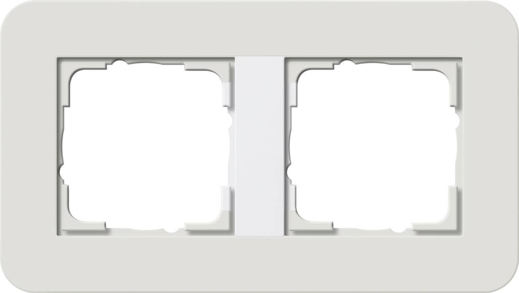 Weiße zweiteilige Wandplatte oder Abdeckung mit zwei quadratischen Öffnungen