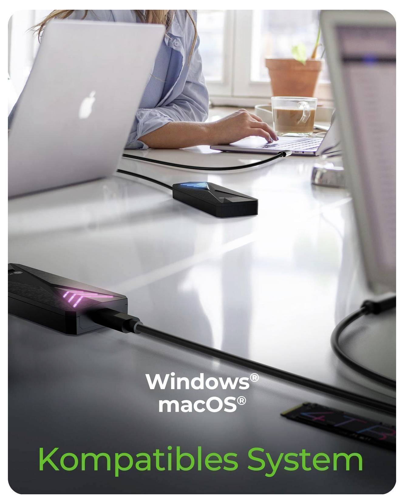 ICY BOX IB-1805ML-CU31 M.2 SSD-Gehäuse USB-C® (USB 3.2 Gen 2) 10 GBit/s M.2 PCIe NVMe 2230, 2242, 2260, 2280 61189-6