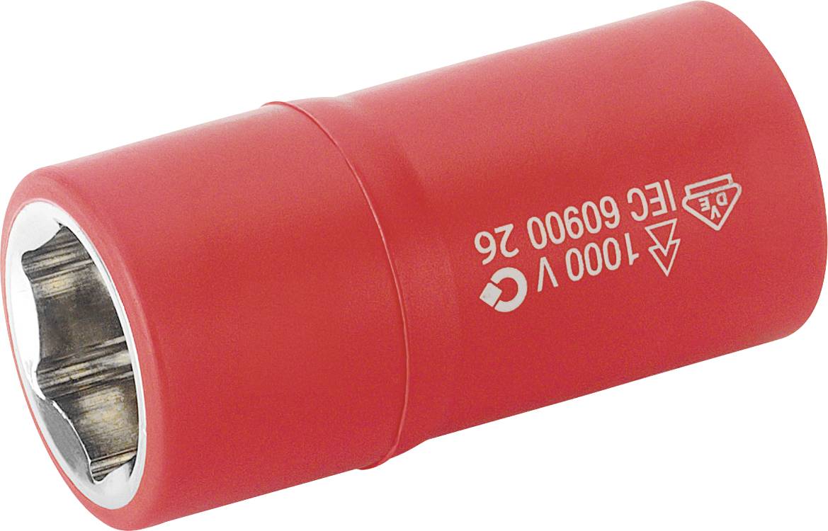 Roter isolierter Stecker-Adapter mit silberner Metallöffnung, gekennzeichnet mit 1000V und IEC 60900 für elektrische Sicherheit.