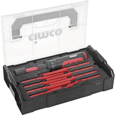 Clwco Schraubendreher und Wechselbit-Set in einem schwarzen schaumstoffgepolsterten Aufbewahrungskoffer mit durchsichtigem Deckel.