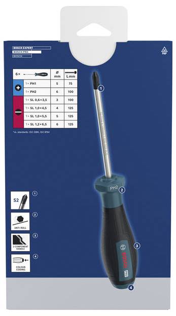 Bosch Professional 1600A039PE Schraubendreher-Set 6teilig PH, Schlitz-2