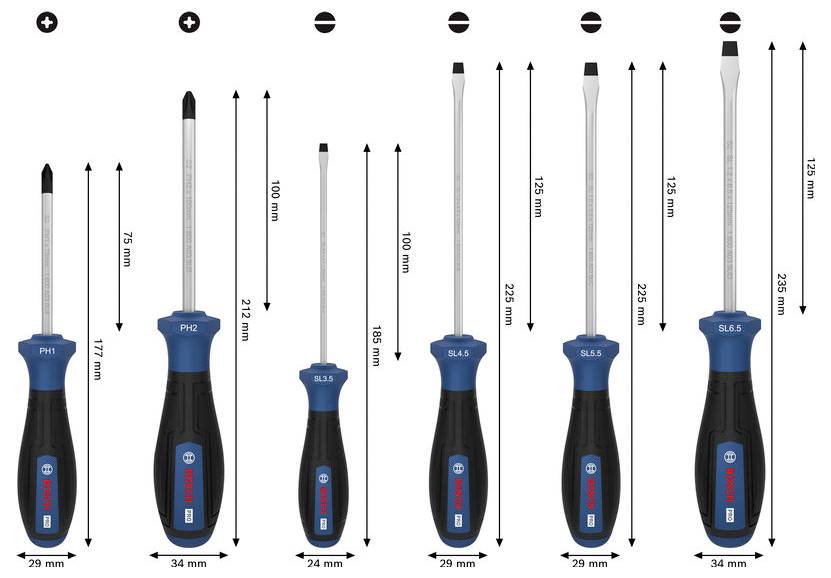 Bosch Professional 1600A039PE Schraubendreher-Set 6teilig PH, Schlitz-3