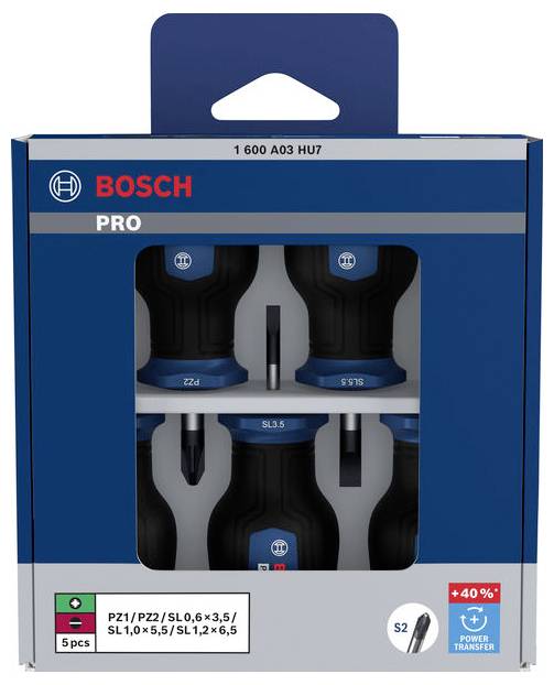 Bosch Professional 1600A03HU7 Schraubendreher-Set 5teilig PZ, Schlitz-1