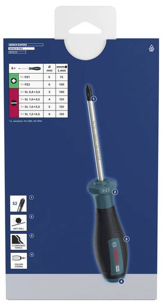 Bosch Professional 1600A03HU4 Schraubendreher-Set 6teilig PZ, Schlitz-2