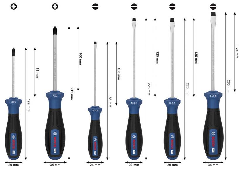 Bosch Professional 1600A03HU4 Schraubendreher-Set 6teilig PZ, Schlitz-3