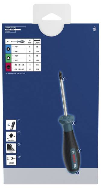 Bosch Professional 1600A039PD Schraubendreher-Set 6teilig PZ, PH, Schlitz-2